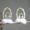 Accesorios para el cabello antiguos para niños, lindo conejo estilo chino, borla de mediados de otoño, tarjeta para el cabello, disfraz antiguo, par de pinzas, disco para el cabello Hanfu, tocado