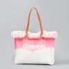 Bolsa de Hombro Bordada Transfronteriza, Bolsa de Lona con Borla, Bolso de Viaje con Hebilla Magnética, Bolso de Axila, Bolso de Playa Nuevo, Verano
