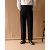 Calças Masculinas de Sarja Retas Casuais Estilo Italiano Britânico Nápoles Outono Inverno Moda Retro para o Trabalho Cintura Alta
