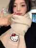 Cachecol de Tricô Hello Kitty Gatinho Fofo Bordado Cachecol de Lã Tricotado Xale para Mulheres Quente e Espesso de Inverno