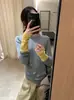 Un toque de dulzura: Su top de punto minimalista para el día a día con puños de contraste, corte ajustado y una silueta favorecedora, perfecto para primavera y otoño, estilo 62036