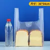 Saco Plástico Transparente Espessado Bolsa Tote para Catering de Alimentos Bolsa Branca de Conveniência Bolsa para Levar Grande Sacola de Compras Atacado