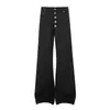 Jeans Acampanados con Botones para Hombre, Estilo Vibe Callejero Americano, Corte Holgado, Color Sólido, Versátiles, Pantalones de Pierna Ancha hasta el Suelo