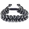 Pulsera de ágata negro natural obsidiana imán de atracción feldespato tejido doble ajustable ojo de tigre completo pulsera de hombre
