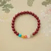 Pulseira de Cinnabar com Areia Dourada Roxa de 4mm, Pedra Bruta, Multi-Jade com Contas, Ano Zodiacal, Vermelho, Pulseira de Círculo Único para Homens e Mulheres