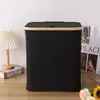 Cesto de Roupas Sujas Quarto com Saco Interno com Tampa Dobrável Bambu e Madeira Cesto de Armazenamento de Roupas Sujas Banheiro Cesto Grande de Roupas Sujas