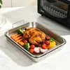 Rejilla Rectangular para Barbacoa Horno Rejilla de Enfriamiento Acero Inoxidable Filtro de Aceite Bandeja de Aceite Bandeja para Hornear Malla Filtrante Cesta para Lavar Verduras Plato de Preparación