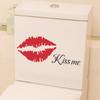 Novos adesivos de vaso sanitário M-89 lábios vermelhos sexy KISS ME decoração de casa para o Dia dos Namorados adesivos de parede adesivos adesivos adesivos