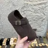 Tênis Birkenstock de Lã Cinza com Solado Grosso para Mulheres 2025 Novo Outono e Inverno Versátil Tênis de Lã e Algodão Birkenstock Shoes