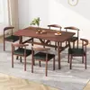 Conjunto de mesa e cadeiras de jantar nórdico para uso doméstico, econômico para apartamentos pequenos, adequado para 4-6 pessoas, mesa de jantar simples para casa de aluguel comercial