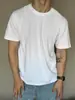 Nueva Camiseta Casual Versátil Transpirable de Peso Pesado Estilo Americano Cuello Pequeño para Hombre, Color Sólido Holgada Casual Manga Corta