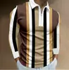 Outono 2024 Novo Exportação Transfronteiriça Masculino 3D Estampado Cor Sólida Casual Zíper Manga Longa Camisa Polo Camisa Paul