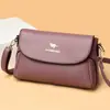 Textura de Cuero Genuino Gran Capacidad Bolso de Hombro Cruzado para Mujer Bolso Cuadrado con Relieve de Hoja Multicapa Moda Nuevo Transfronterizo