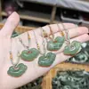 Colgante de Buda Guanyin de Jade Hetian Natural de Xinjiang, Candado Ruyi de Nube Auspiciosa de Hoja de Jade Hetian, Colgante de Jade Hetian