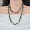 Colar em Camadas de Moda Irregular de Cor Escura Personalizado, Novo Design de Nicho, Colar Acessório para Roupas Estilo Feriado