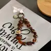 Llavero Cuadrado con Cuentas de Amor y Leopardo, Cadena para Bolso, Colgante DIY para Teléfono Móvil, Cadena Colgante Universal