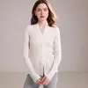 Nuevo Suéter de Punto para Mujer con Cuello en V Ajustado Rayado de Punto Cuello Cruzado Color Sólido Prendas de Punto Base 100% Cachemir