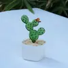 Zibo Glaze Adornos Pequeños Brotes de Frijol Cactus Carnoso Planta en Maceta Oficina Manualidades de Vidrio Regalo Decoración del Hogar