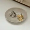 Anillo Abierto de Diseño de Nicho de Lujo Ligero Estilo Ins con Sensación de Alta Gama, Textura Irregular Martillada, Anillo de Personalidad Estilo Metálico Exagerado