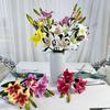 Ventas Directas de Fábrica Flor Artificial de Lirio Individual de 3 flores 3 capullos Serie de Boda Arreglo Floral de Techo Flor Falsa Impresión 3D Venta al por Mayor