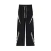 Nuevo Estilo Otoño 2026: Pantalones de Chándal Anchos para Hombre con Diseño Diagonal de Bloques de Color, Cintura con Cordón, Corte Holgado, Pierna Recta Fluida, Pantalones Largos Casuales