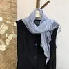 Bufanda de Seda Azul con Adorno de Encaje de Amor para Mujer, Pañuelo Triangular para la Cabeza de Verano con Bordes Volantes, Bufanda Larga para el Cuello para Fotos, Bufanda Delgada
