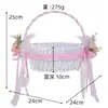 Cesta de Mano para el Día de Pascua Salida al Aire Libre Cesta para Guardar Fruta y Snacks Decoración de Huevo de Pascua de Espuma Cesta de Flores Artificiales