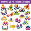 Máscara de Decoración de Carnaval Transfronterizo Nuevos Accesorios de Mano para Fotos Decoración de Bola de Cumpleaños 20 piezas Suministros para Fiesta