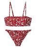 Traje de baño para mujer de alta gama estilo puro deseo bikini floral dividido estilo ins traje de baño sin tirantes para aguas termales