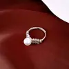 Anillo Abierto de Perla Redonda con Circonita Estilo Frío de Alta Gama Anillo para Dedo Índice de Moda Lujo Ligero Versátil Temperamento Joyería de Mano para Mujer