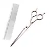 Tijeras para Peluquería de Mascotas 7 pulgadas Acero Totalmente Curvas para Uso en Casa Tijeras para Cortar Pelo de Perro Juego Completo