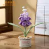 Planta de jacinto em vaso tricotada à mão, produto acabado, flor artificial tecida em lã com vaso, peça decorativa para mesa, presente criativo