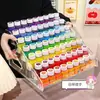 Caja de almacenamiento transparente transfronteriza con asa para arte con cuentas, esmalte de uñas y botellas de pintura, estante de almacenamiento universal multicapa desmontable para exhibición