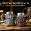 Taza de Cerveza de Caballero Medieval con Relieve de Guerrero con Armadura Medieval, Taza de Café, Taza de Cerveza de Barril para Bar