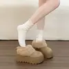 Sapatos Birkenstock de Sola Grossa Aumentadores de Altura Forrados com Lã Botas de Neve Bico Fechado Meia-sandálias Chinelos de Algodão Peludos Calçados de Inverno Feminino para Exterior Novo Estilo 2026