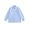 OUSWE Marca Retro Estilo Americano Estilo Hiedra Camisa Oxford de Hilo Peinado para Hombre y Mujer Holgada Casual de Manga Larga RC24