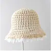 Sombrero de Paja Fino de Encaje de Verano Color Dopamina Fresco Moda Casual Todo Fósforo Parasol Sombrero Cubeta Sombrero de Pescador Mujer