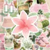50 Pegatinas Coreanas Rosas y Verdes Frescas de Verano para Teléfono, Patineta, Agenda, Botella de Agua, Impermeables, Calcomanías Estéticas Estilo Ins