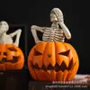Decoraciones de Calavera Creativas Transfronterizas de Halloween El Silencio es Oro de Resina Accesorios de Decoración para el Festival Fantasma Solar Casa Embrujada