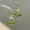 Pendientes de Mariposa Verde Transparente con Borlas, Gotas de Agua, Accesorios de Pedrería, Diseño de Nicho, Pendientes de Alta Gama para Mujer
