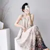 Vestido de tirantes de algodón y seda con estampado bohemio para mujer, estilo étnico, retro, holgado, de longitud media, para vacaciones
