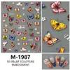 Nuevas pegatinas de arte de uñas con relieve de girasol 5D, relieve tridimensional, retro, dulce, cool, pegatinas de decoración de uñas de girasol
