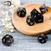 Jogo de Tabuleiro Dungeons & Dragons dados 7 peças conjunto jogo fling multifacetado DND RPG dados olho de gato preto