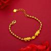 Pulsera Redonda de Pixiu Doble Dorada Moneda de la Suerte para Mujer Cuentas de Vestido Estilo Chino Oro Arena Vietnamita Joyería al por Mayor