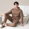 Pijama Antiestático para Hombre Invierno Tres Capas Engrosado Forro Polar Algodón Otoño e Invierno Cálido Algodón Plumón Traje de Ropa para el Hogar