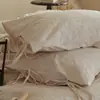 Juego de Ropa de Cama Jacquard de Algodón y Lino de Alta Gama de Cuatro Piezas, Funda de Edredón de Algodón y Lino Puro, Juego de Sábanas de Tres Piezas, Ropa de Cama Muy Hermosa