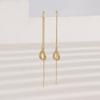 Pendientes de borla con forma de gota de agua y diamante con destellos huecos, estilo socialité, temperamento simple, cadena larga y delgada, exquisitos pendientes europeos y americanos de moda.