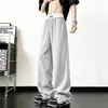 Pantalones deportivos de chándal para hombre, estilo americano, azul oscuro, cleanfit, bordados, casuales, de pierna recta, pantalones de entrenamiento, micro campana