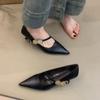 Zapatos Mary Jane Versátiles de Tacón Bajo para el Trayecto Diario, Zapatos de Tacón de Aguja con Punta Francesa para Mujer, Nuevo Estilo Primavera y Otoño 2025 con Elegante