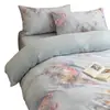 Conjunto de quatro peças de algodão puro espesso com dupla face escovada para outono e inverno, lençol de cima espesso, capa de edredom, lençol com elástico, roupa de cama quente para quarto principal